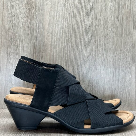 Comfortiva Shoes - Comfortiva Sandals Women Sz 6.5M Elastic Criss Cross Strap Farrow Open Toe Black